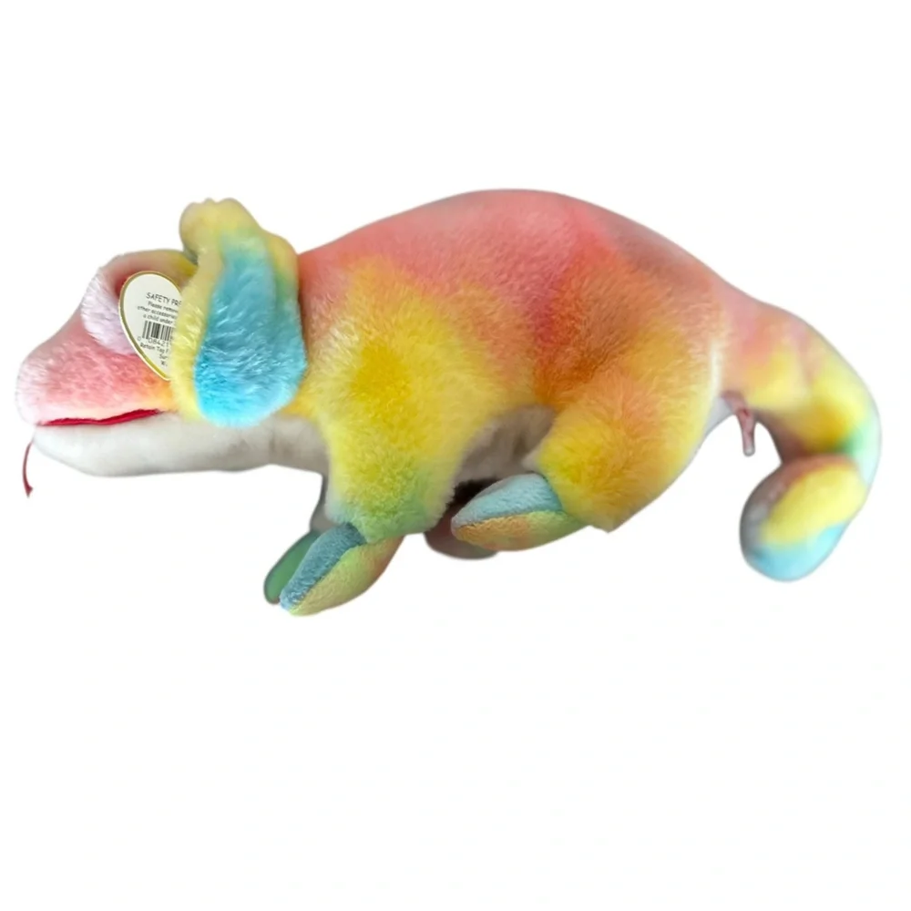 Ty 1999 Beanie Baby Rainbow Multicolor Stuffed Chameleon